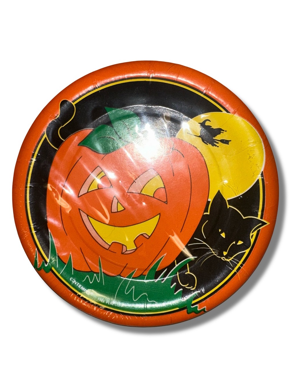 Vtg 1989 Halloween Jack O Lantern & Black Cat Paper Plates